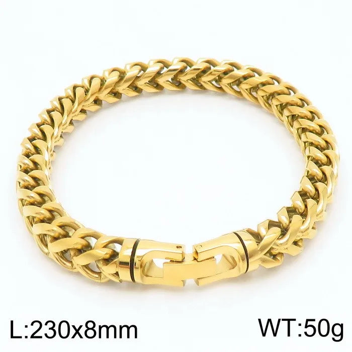 Stainless Steel 18K Gold Plated Hip-Hop Rock Plating Solid Color Bracelets