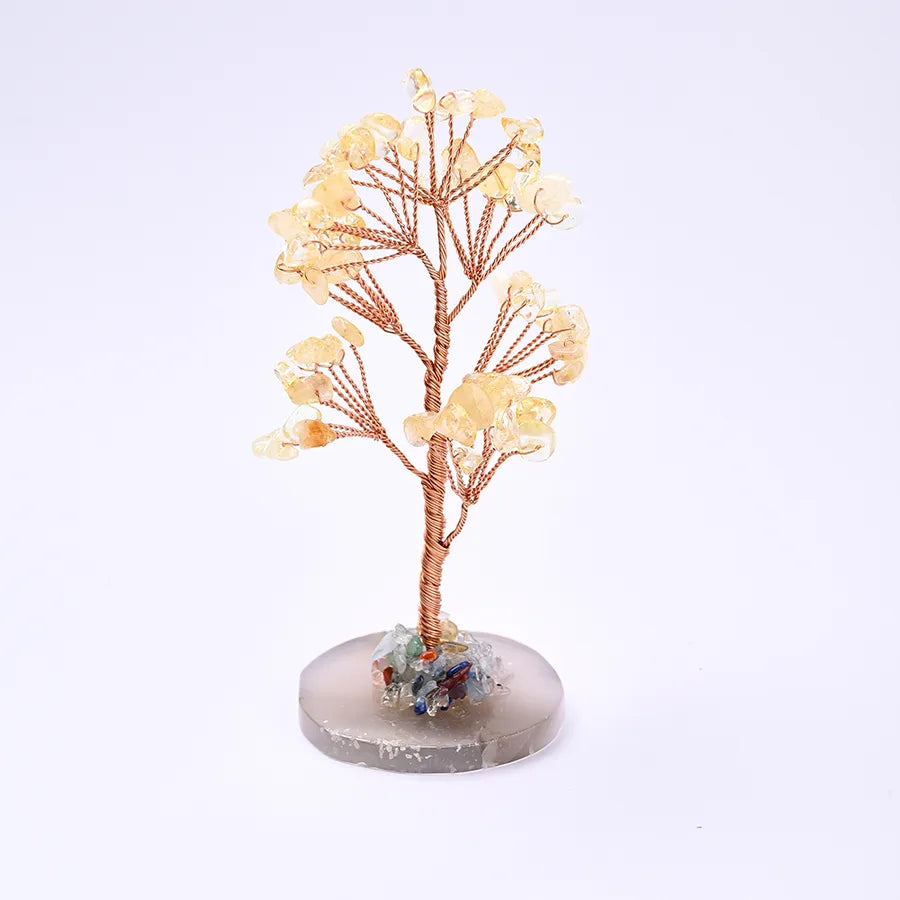 Elegant Handmade Simple Style Tree Natural Gemstone copper wire Ornaments Artificial Decorations