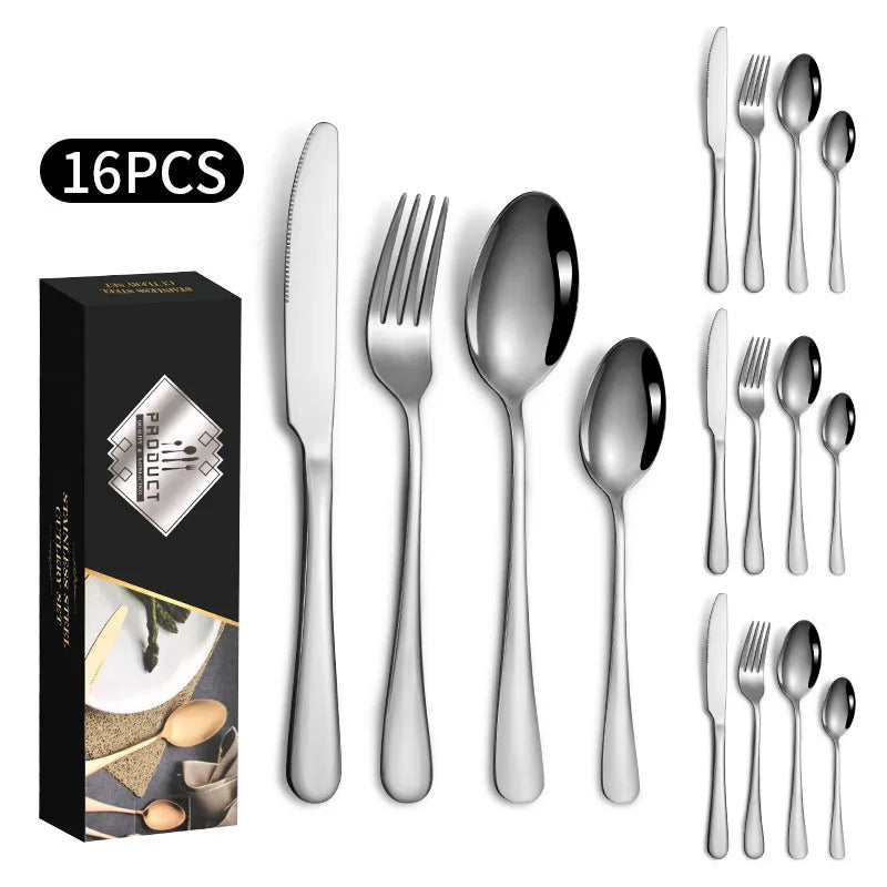 1010 stainless steel tableware 24-piece golden steak knife, fork and spoon gift box Western tableware suit