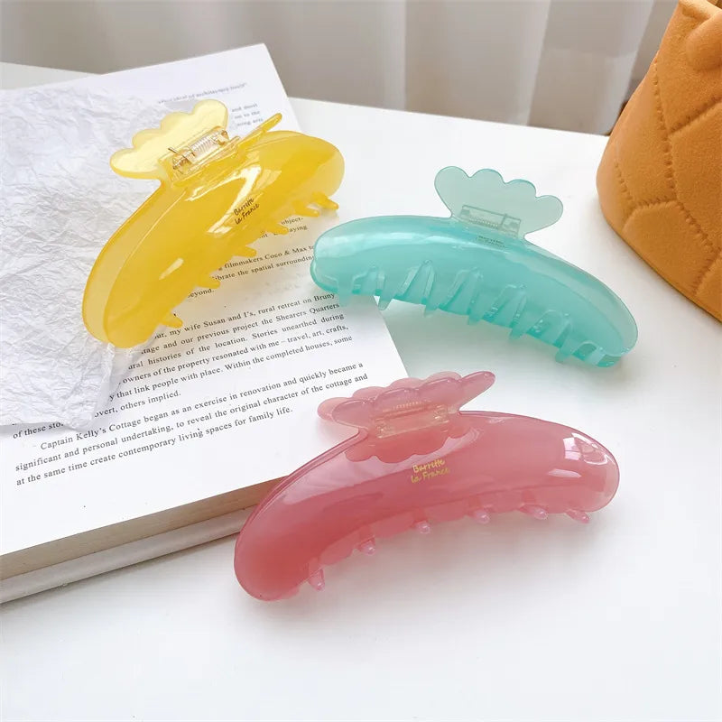 Dove Fashion New Style Bright Surface Solid Color Large Size Acetate Hair Clip Elegantly Designed Golden Label Shark Tail Clip