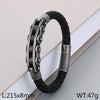 Business Formal Geometric 304 Stainless Steel Leather 18K Gold Plated Men's Bangle
