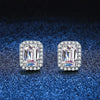 Moissanite 925 Sterling Silver Ear Studs GRA Certificate Emerald-cut Geometric White Gold Plated Ear Studs