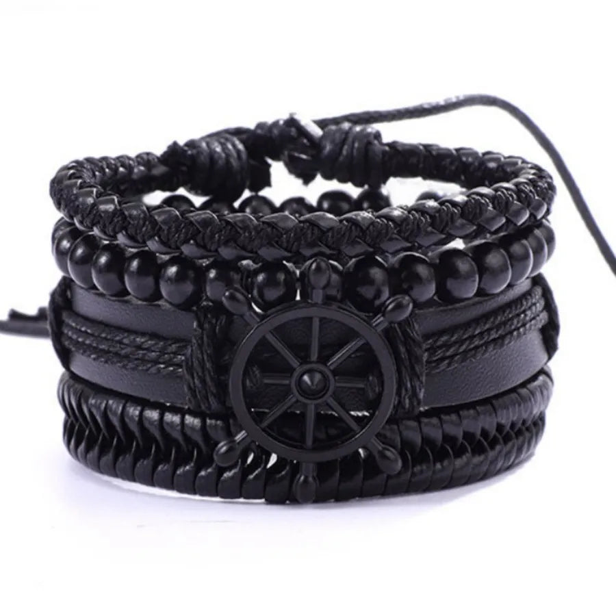 Hot Men's Leather Bracelet Woven Leather Strap Bracelet Accessories  Fashion Fashion Fashion Bracelet Ornament