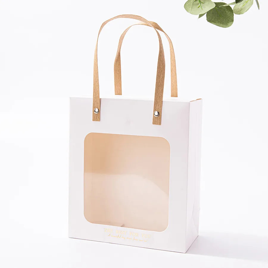 Gift Bag Advanced Sense Transparent Window Opening Bag Fashion Packaging Bag Birthday Gift Cosmetic Tote Bag Hand Gift Bag