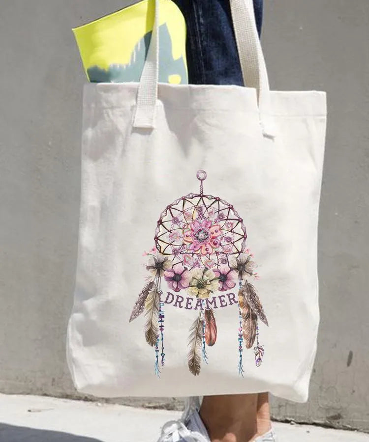 Women's printed shopping bag casual shopping handbag women's shoulder bag large capacity new artistic fresh Women's bag