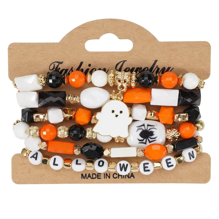 Halloween Party Bracelet Artificial Crystal Soft Clay String Beads Bracelet Pumpkin Ghost Bat Hat Pendant Bracelet Original Design