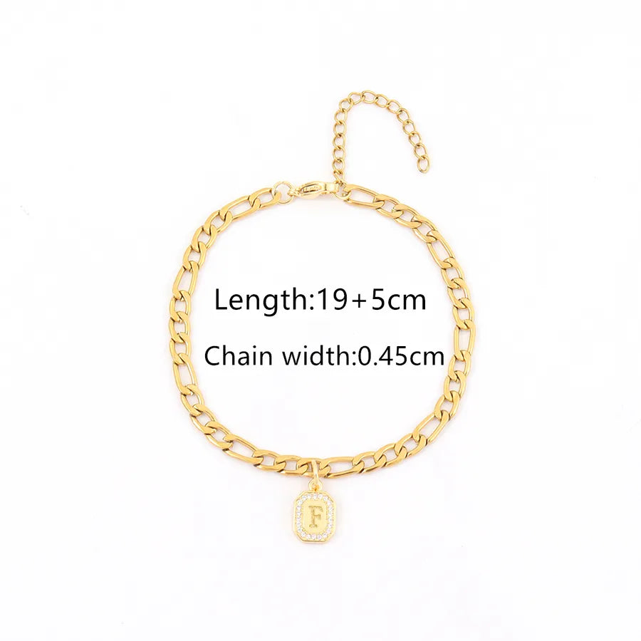 Simple Style Classic Style Commute Letter Rectangle 201 Stainless Steel Copper Inlay Zircon Men's Bracelets