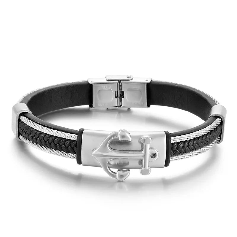1 piece fashion anchor titanium steel men's bangle