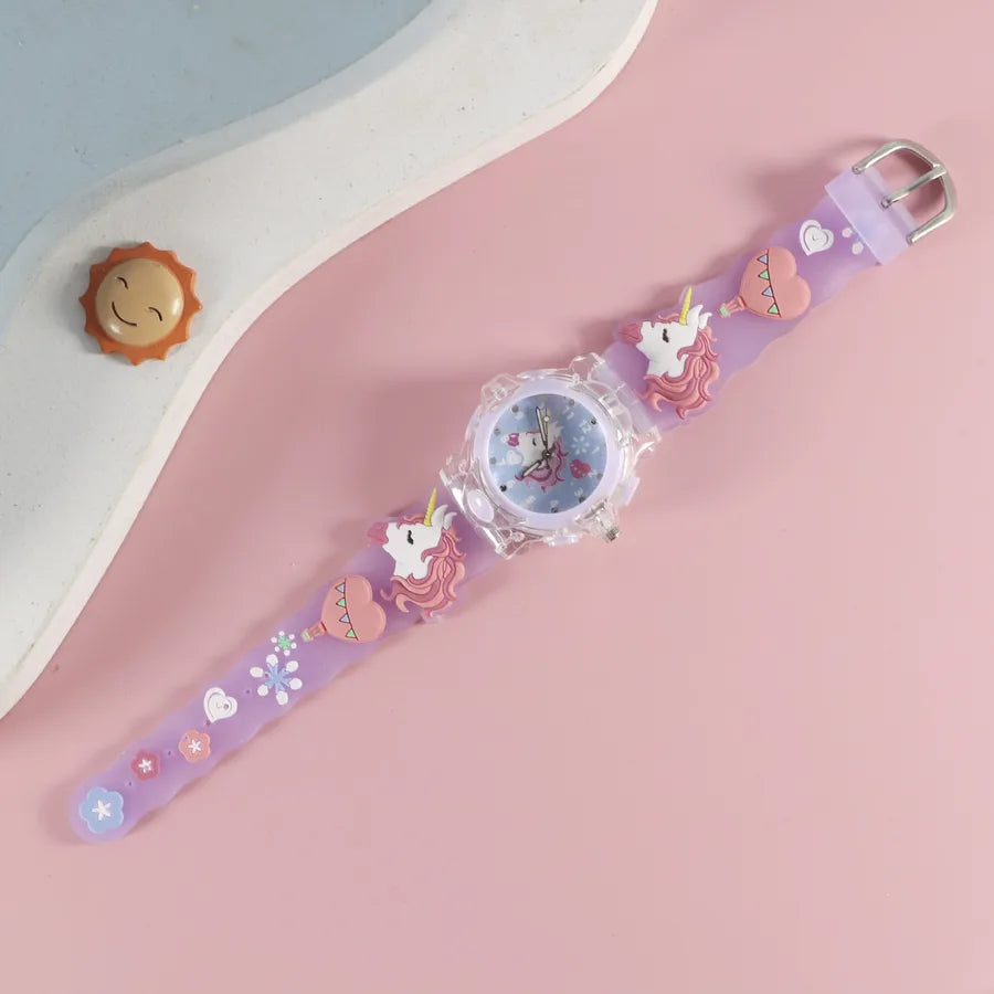 Children's Watch Creative Cartoon Quartz Color Shell Luminous Series Watch Primary School Boys and Girls 3D Viscose Watch