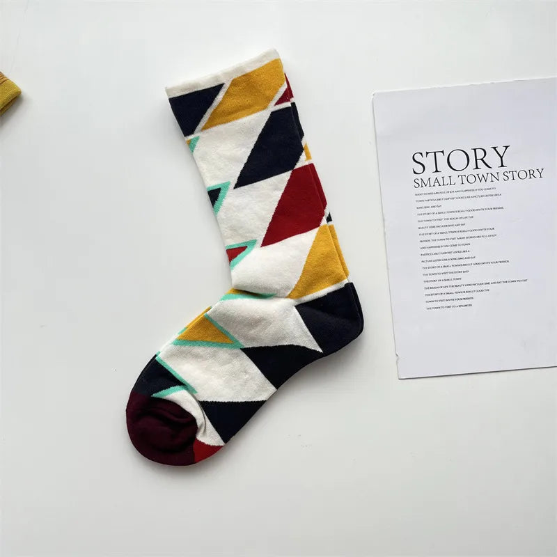 unisex casual modern style geometric cotton crew socks a pair