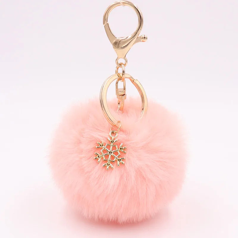 fashion snowflake alloy plush unisex bag pendant keychain 1 piece