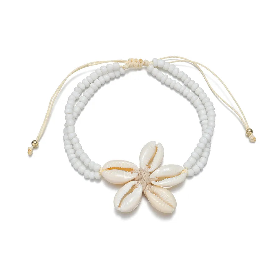 Wholesale Jewelry Bohemian Conch Plastic Seed Bead Anklet