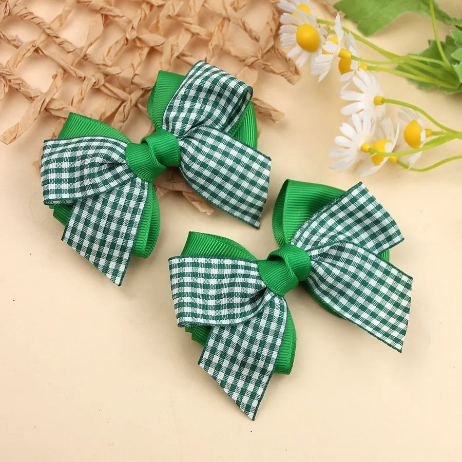 New British Academy Style Ins Pair of Fresh Plaid Bow Hairpin Handmade Hair for Girls