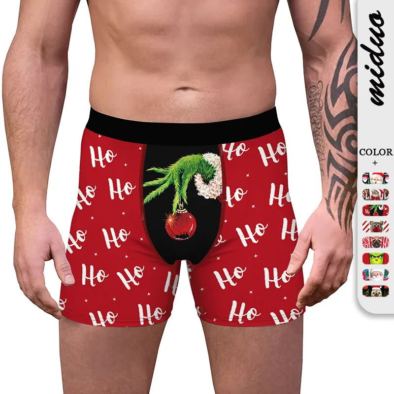 Spot wholesale Christmas digital printing men's sexy underwear comfortable breathable boxers stretch shaped pants