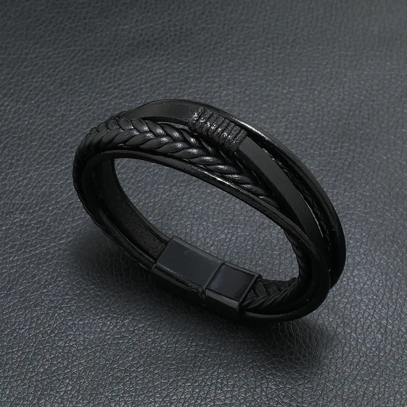 Hot European and American Style Jewelry Simple Fashion Leather Rope Hand Weaving Bracelet Men's Bracelet J Ornament Wholesale