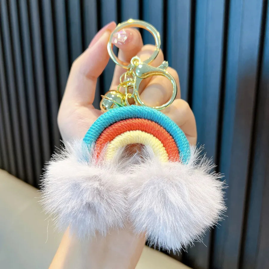 Cute Clouds Rainbow Cotton Unisex Bag Pendant Keychain