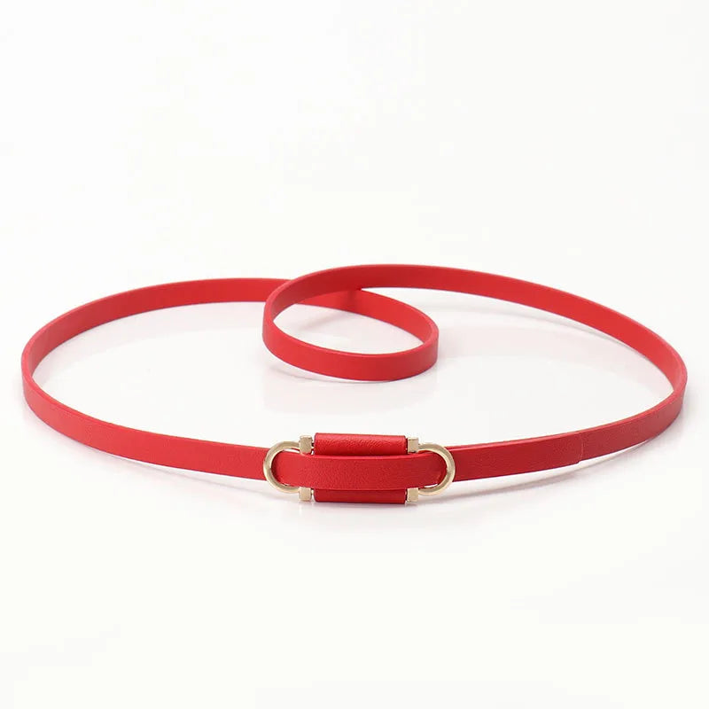 Simple Style Solid Color Pu Leather Alloy Women's Leather Belts
