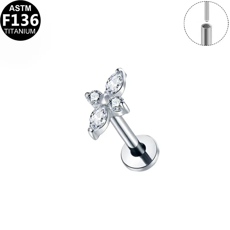 1 Piece Lip Rings Pastoral Commute Animal Fruit Titanium Alloy Plating Inlay Zircon 14K Gold Plated White Gold Plated Lip Rings Ear Cartilage Rings & Studs