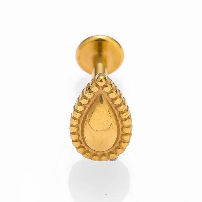 1 Piece Lip Rings Sexy Simple Style Water Droplets 316L Stainless Steel  18K Gold Plated Lip Rings Ear Cartilage Rings & Studs