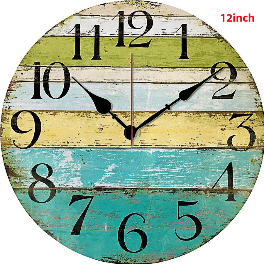 A generation of  wall clock retro simple wooden clock wall hanging decorative round clock creative mute clock