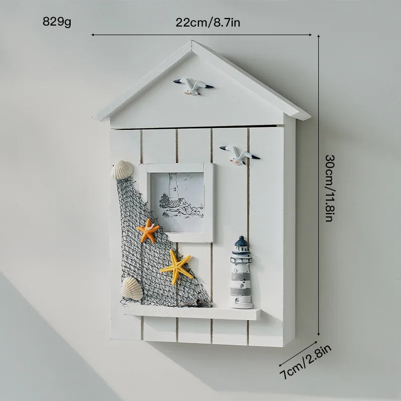 Marine Style Simple Style Tower Starfish Bird Density plate Wood pendant Wall Art