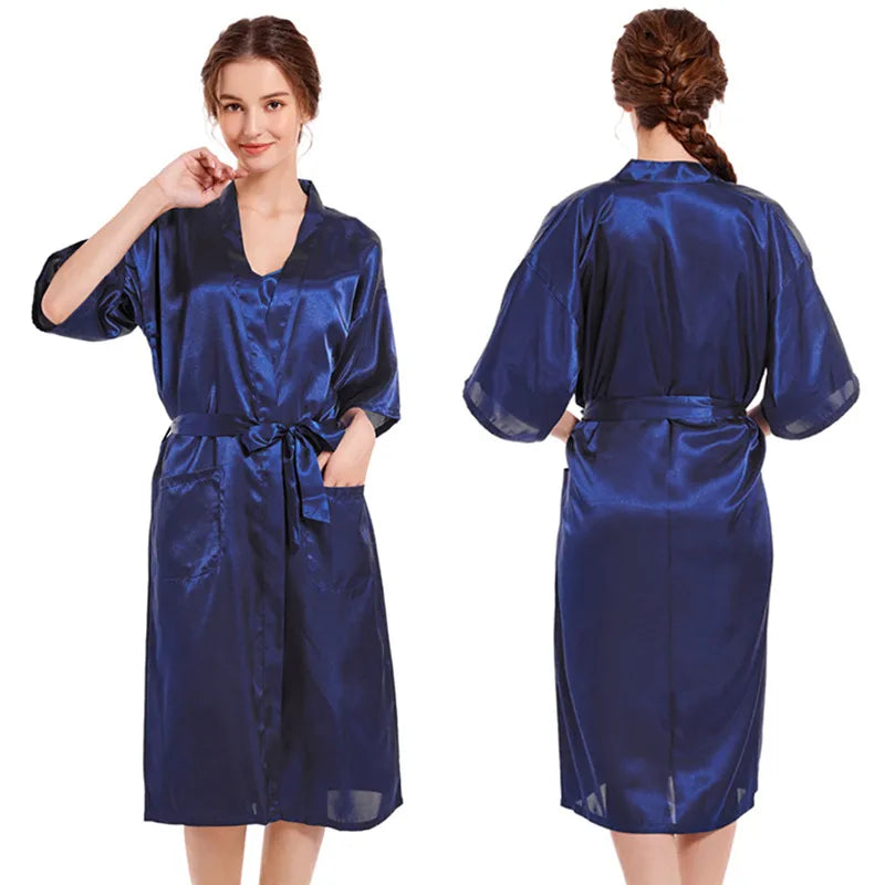 Casual Women's Lady Solid Color Imitated Silk Polyester Pajama Sets