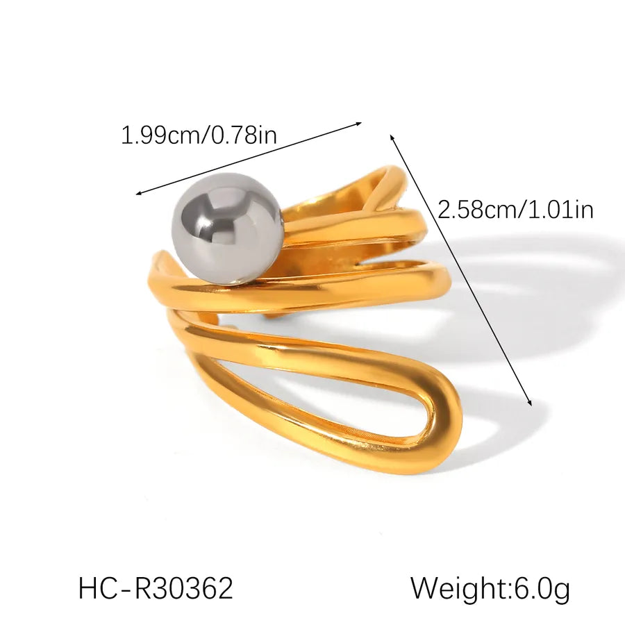 Wholesale Jewelry Casual Hip-Hop Classic Style Lines 304 Stainless Steel 18K Gold Plated Rings