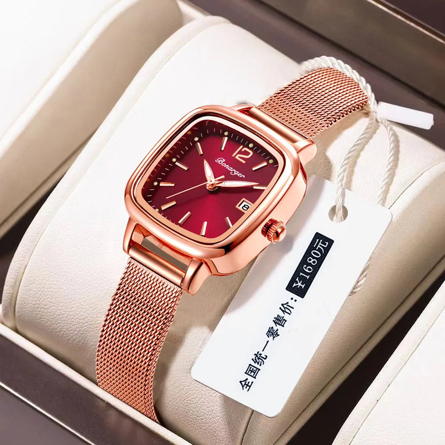 Small square sugar Women's Watch girls niche light luxury high-grade women's waterproof high-end genuine goods  style women's watch