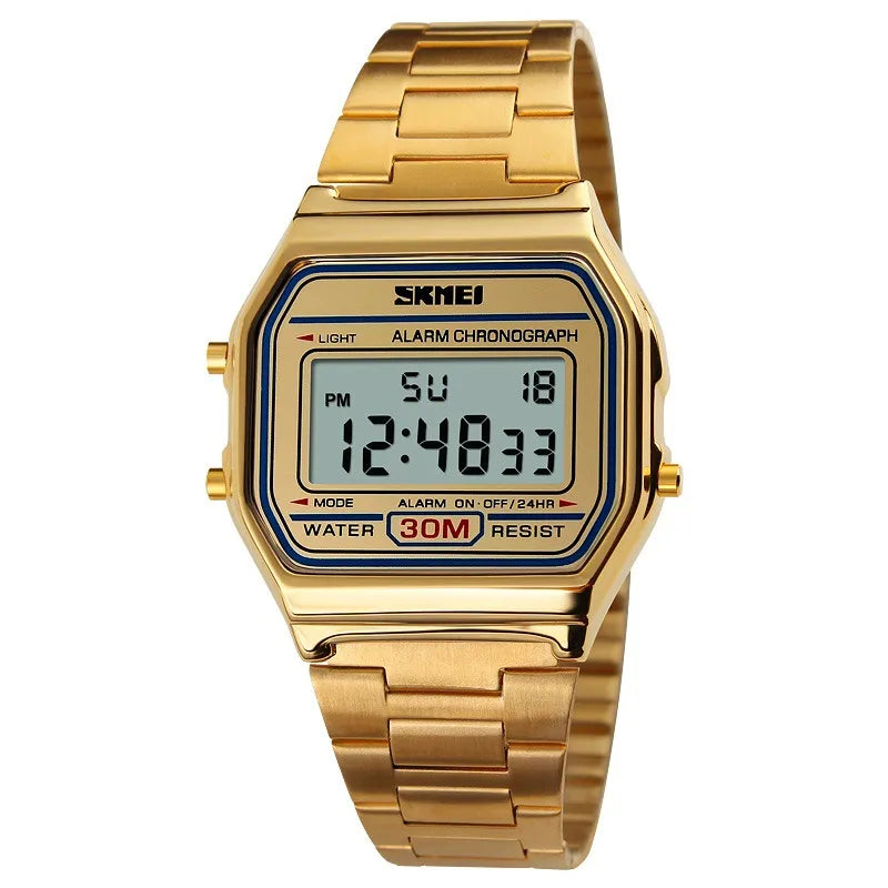 Time beauty men's retro business watch waterproof electronic watch trend fashion personality men's watch steel band thin wrist watch