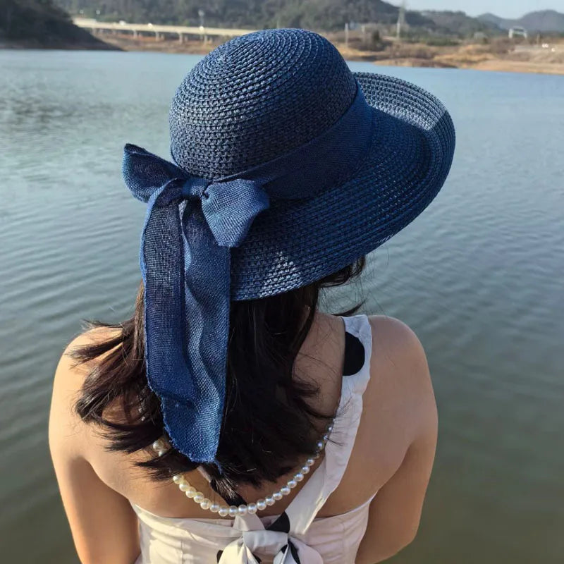 Women's Elegant Basic Solid Color Big Eaves Straw Hat