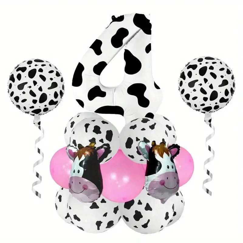 Casual Cute Cow Pattern Aluminum Film Birthday Festival Balloons