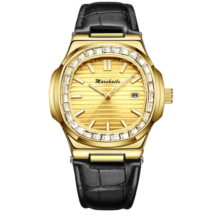business stripe butterfly double snap quartz men's watches