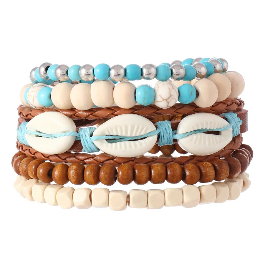 Retro Round Wood Beaded Men's Bracelets