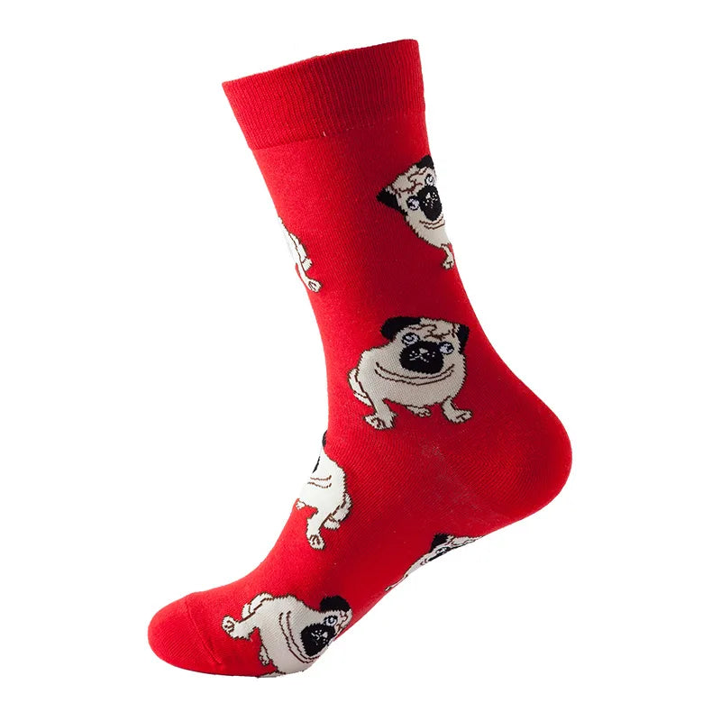 Men's Cute Modern Style Dog Cat Cotton Jacquard Ankle Socks A Pair