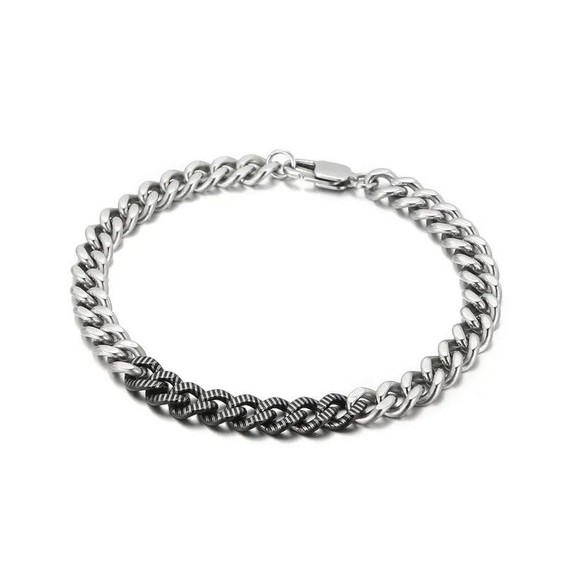 Wholesale Jewelry Hip-Hop Commute Solid Color Titanium Steel Plating Bracelets Necklace Cuban Link Chain Curb Chain