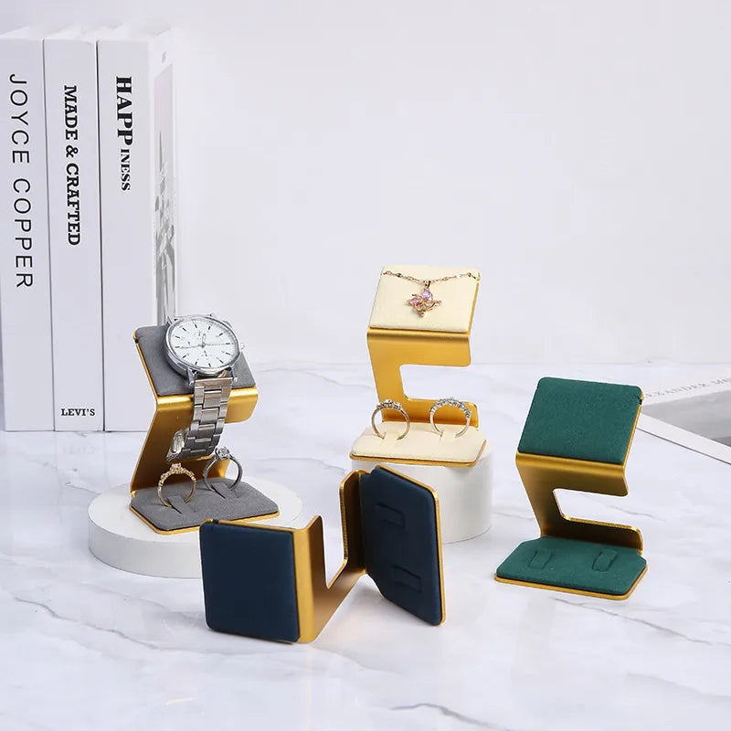 1 Piece Microfiber Aluminium Alloy Elegant Modern Style Geometric Jewelry Display Jewelry Rack