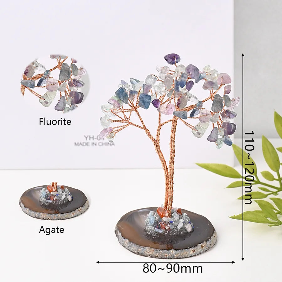 Elegant Handmade Simple Style Tree natural stone copper wire Ornaments Artificial Decorations