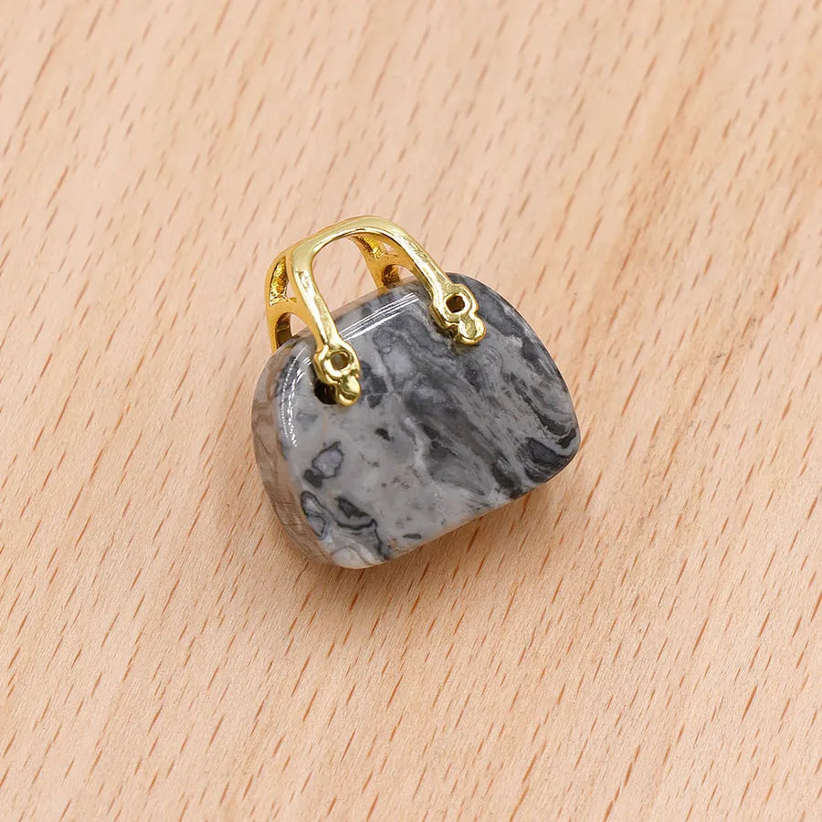 Natural crystal stone mini handbag powder crystal diy pendant ins wind powder crystal decoration creative  wholesale