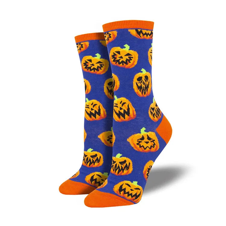 New Halloween Creative Funny Pumpkin Jacquard Tide Socks for Men and Women Couple Socks