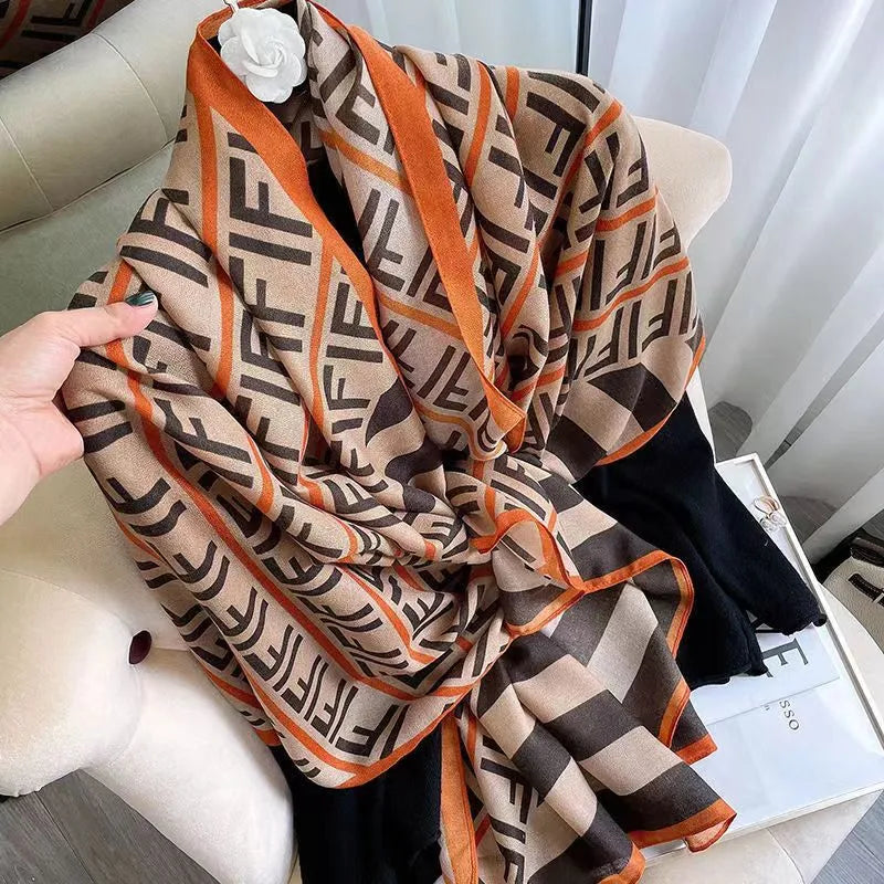 women's fashion star heart shape cotton and linen printing cotton linen scarves