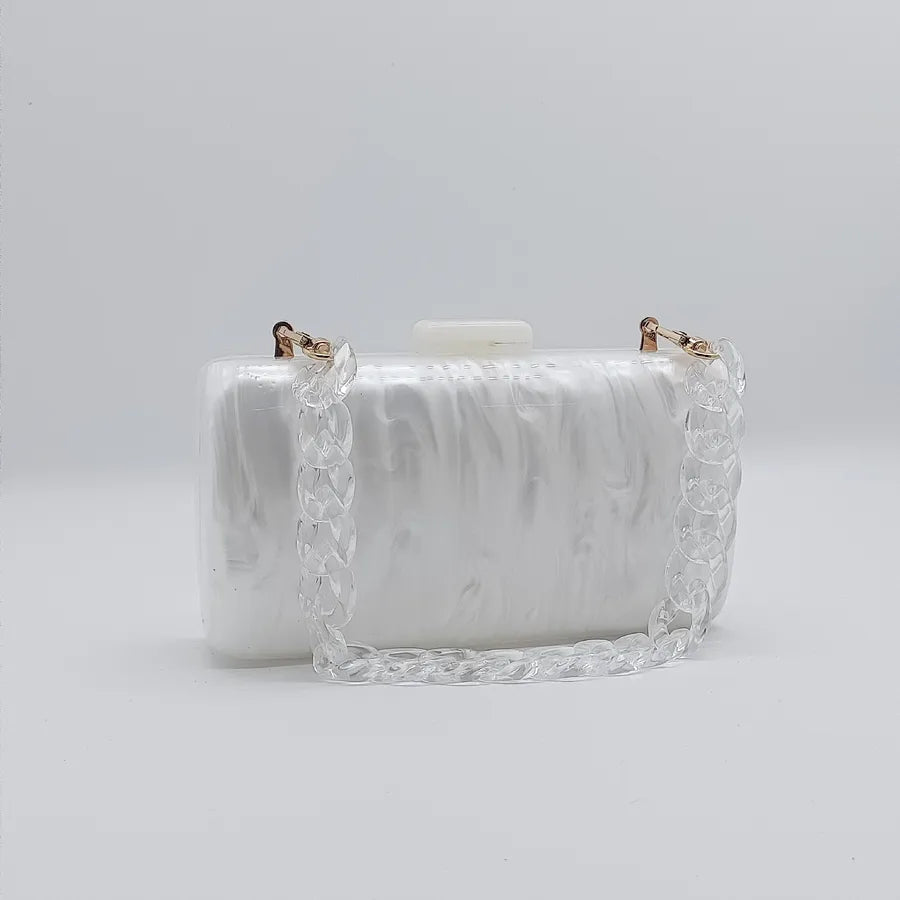 White Purple Green Arylic Solid Color Square Evening Bags
