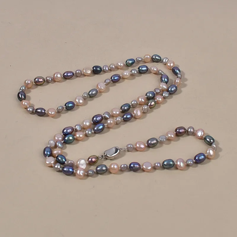Autumn Winter Pearl Mixed Color Long Sweater Necklace Women's Fashion Jewelry Original Design Luxury Sensation Elegant Pearl Necklace