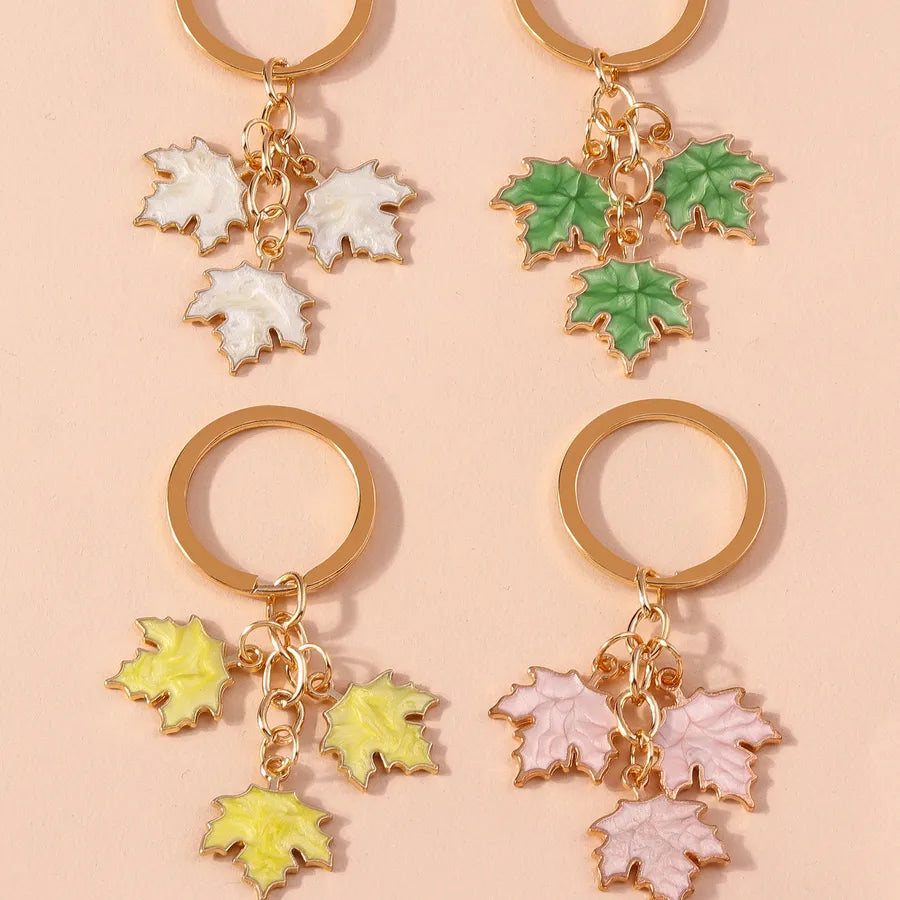IG Style Ginkgo Leaf Alloy Enamel Bag Pendant Keychain