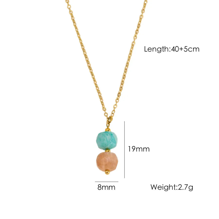 Wholesale Jewelry Elegant Simple Style Geometric 304 Stainless Steel natural stone cable chain Pendant Necklace