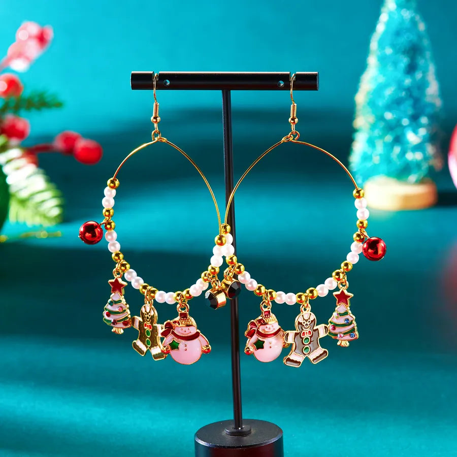 Christmas Themed Crystal Drop Earrings Alloy Scented Santa Socks Round Pendant Hooks For Women Christmas Jewelry Ear Jewelry