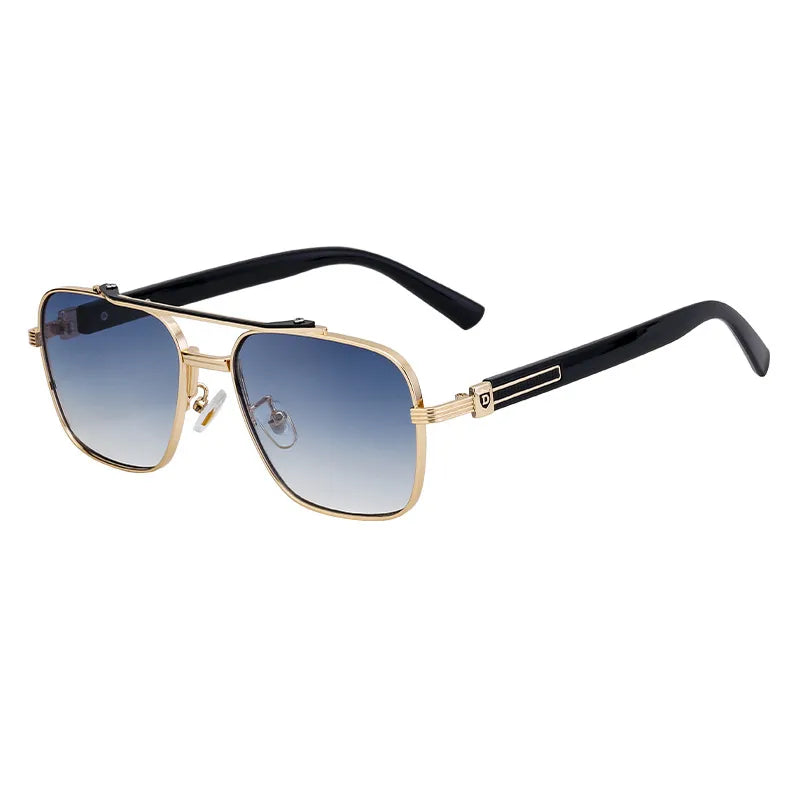 Vacation Solid Color Pc Gradient Tinted Lenses Square Full Frame Men's Sunglasses