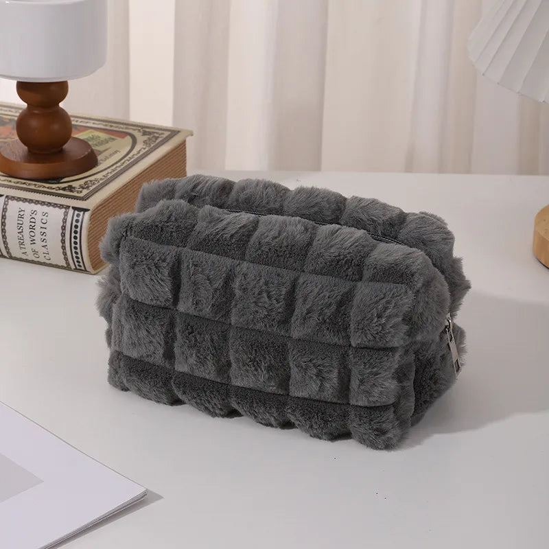 Solid Color Plush School Korean Style Pencil Case