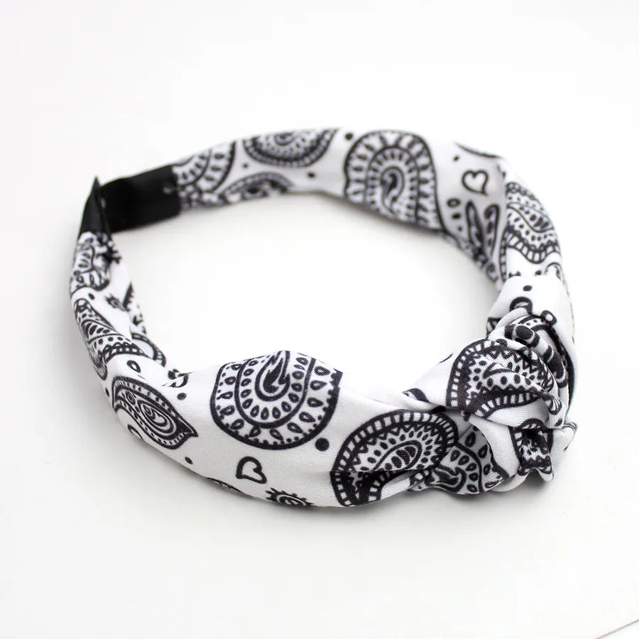 Equestrian Headband Western Cowboy Hair Accessories Cashew Flower Knotted Headband French Classic Elegant Headwear