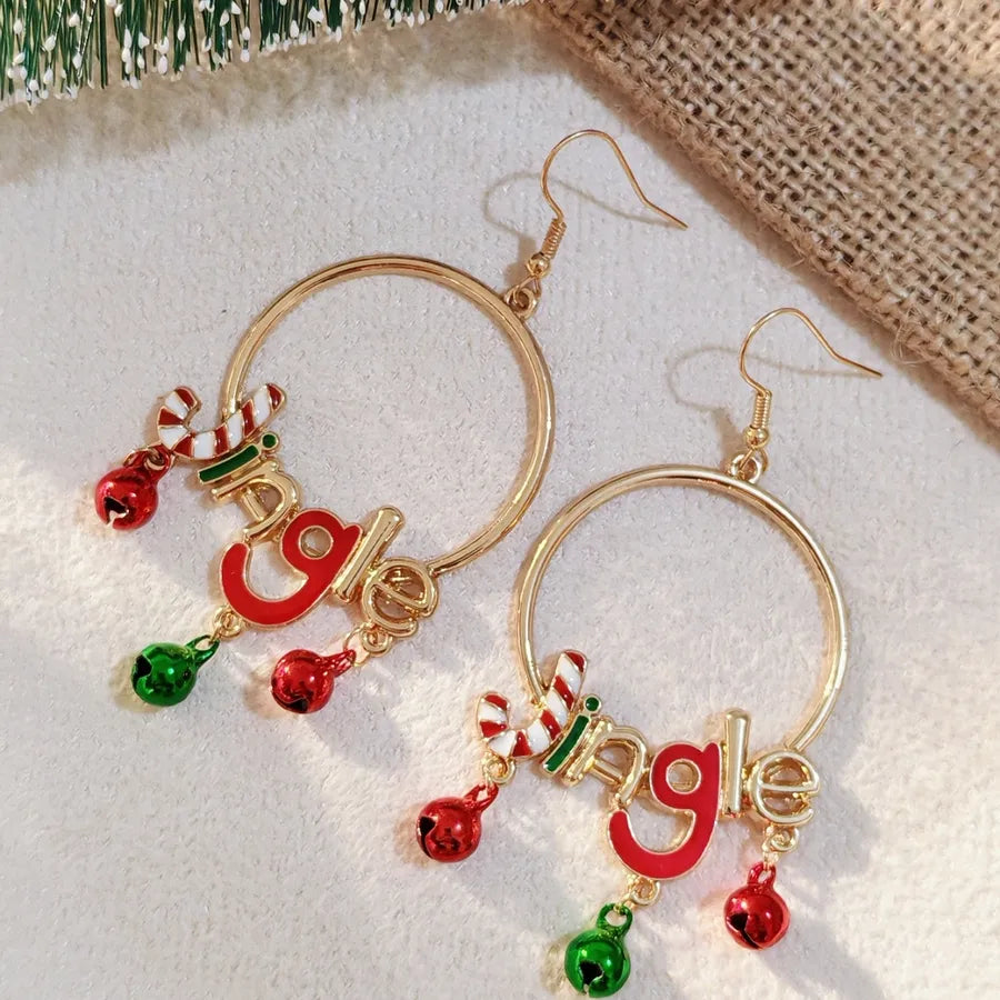Hot Sale Christmas Earrings Fashion Creative Color Bell Letters Earrings Eardrops Female Accessories Wholesale