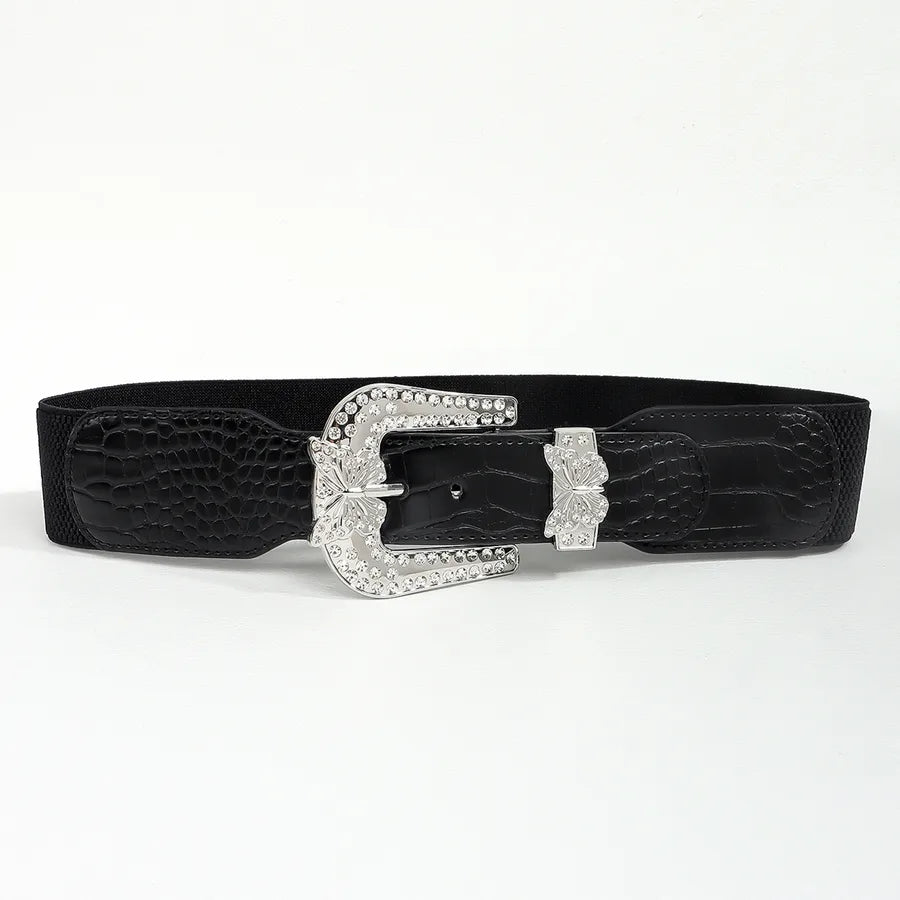Vintage Style Preppy Style Simple Style Geometry Rhinestone Buckle Polyester Fiber Women's Adults Leather Belts